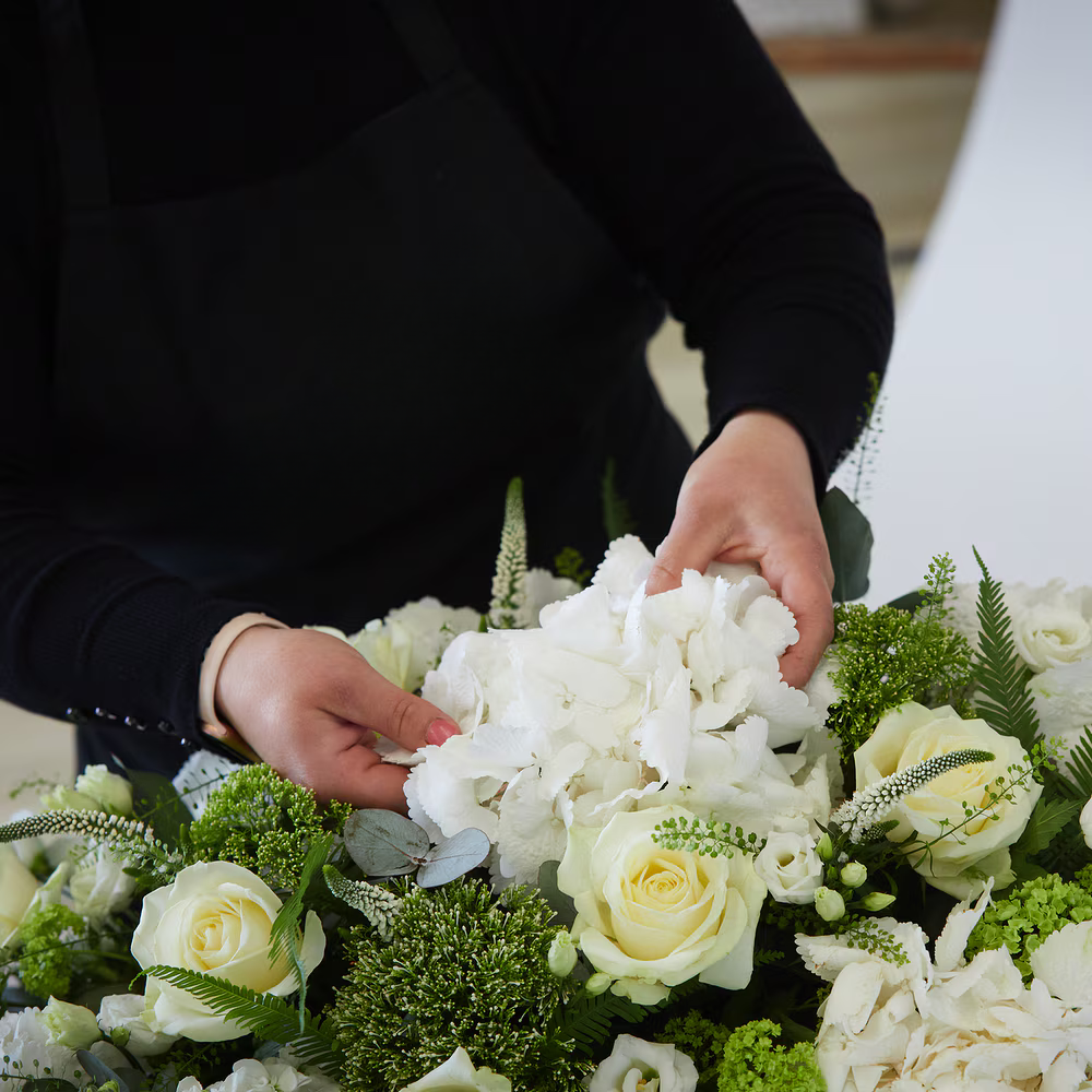 White Grace Casket Spray